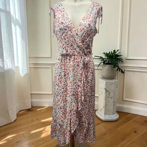 Kate and Lily Floral Faux Wrap Midi Dress Womens 12 Cottagecore Boho-Chic